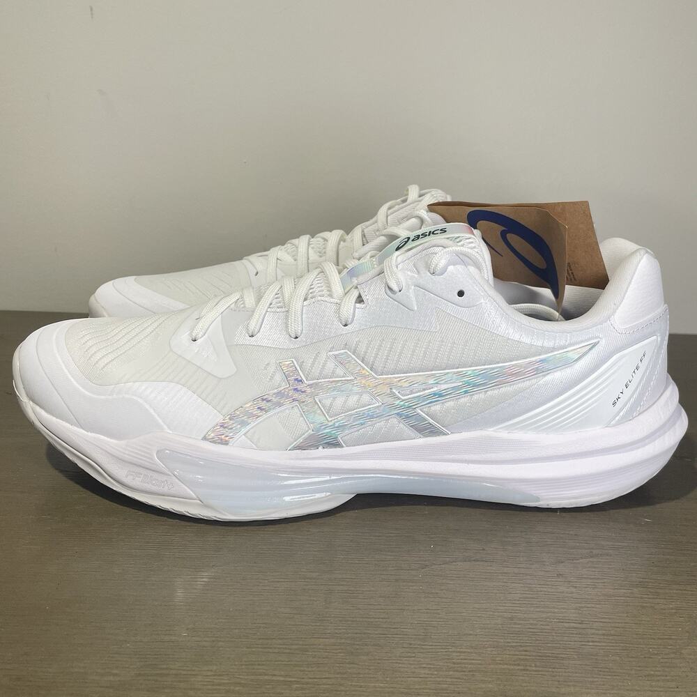 Asics Mens Size 14 Volleyball Shoes NEW Sky Elite FF 3 White Silver Indoor